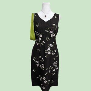 vintage 90s brown cherry blossom girly coquette downtown it girl silk midi dress